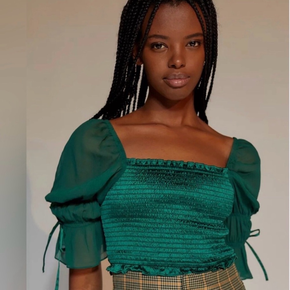 Urban Outfitters Emerald Green Diana Square Neck Top Small